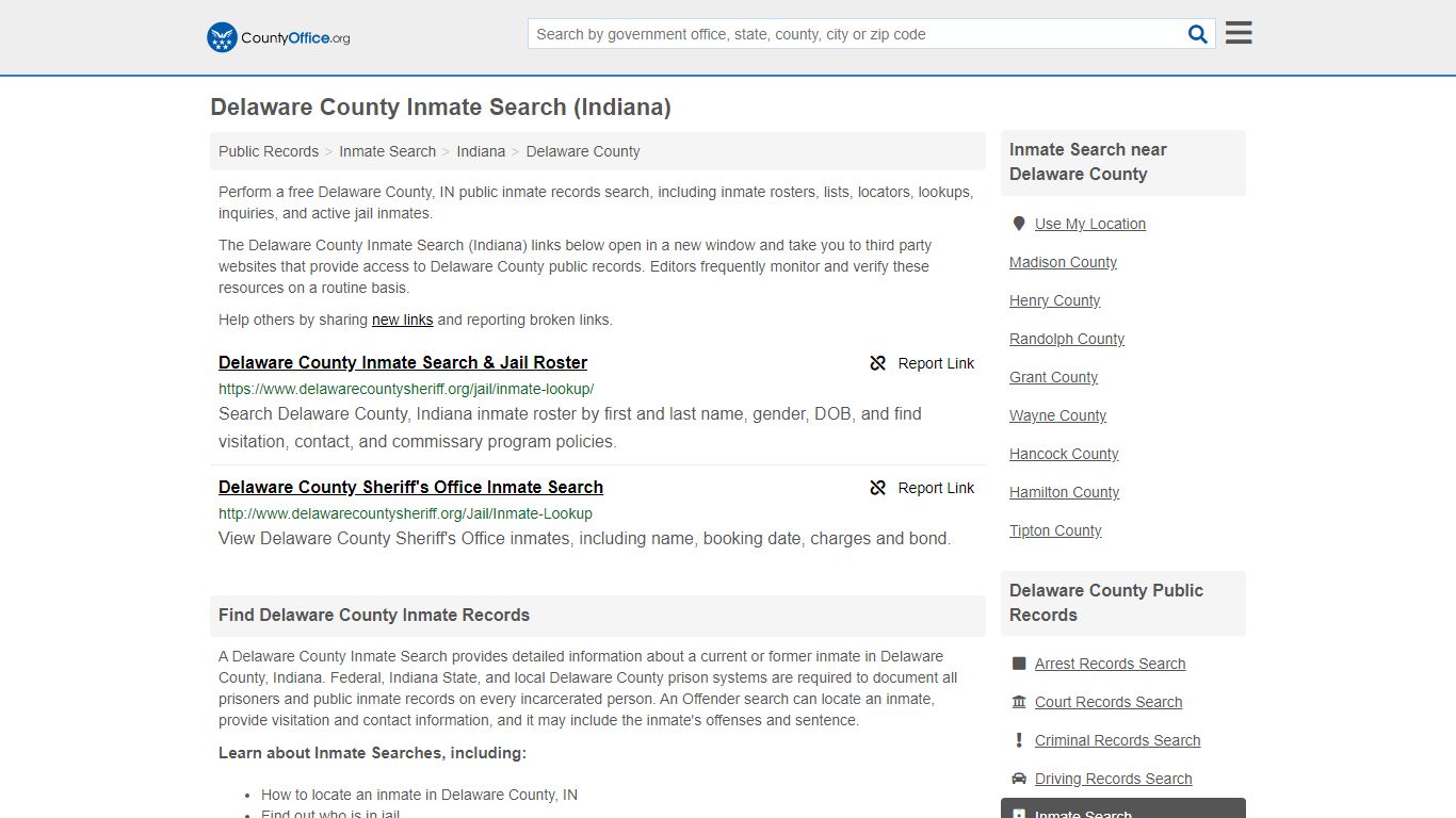 Delaware County Inmate Search (Indiana) - County Office