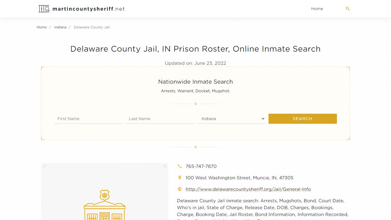 Delaware County Jail, IN Prison Roster, Online Inmate Search