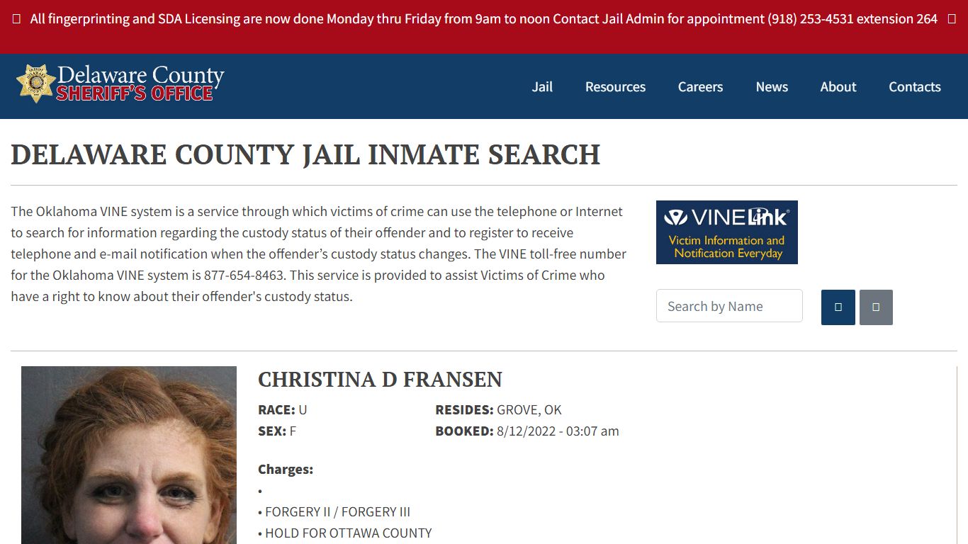 Inmate Search - Delaware County Sheriff's Office